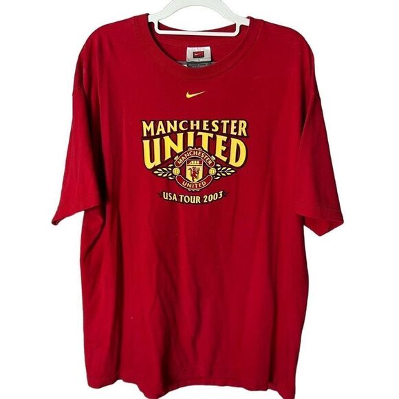 VTG 2003 Nike Center Swoosh Manchester United USA Tour T Shirt Large - Picture 1 of 5